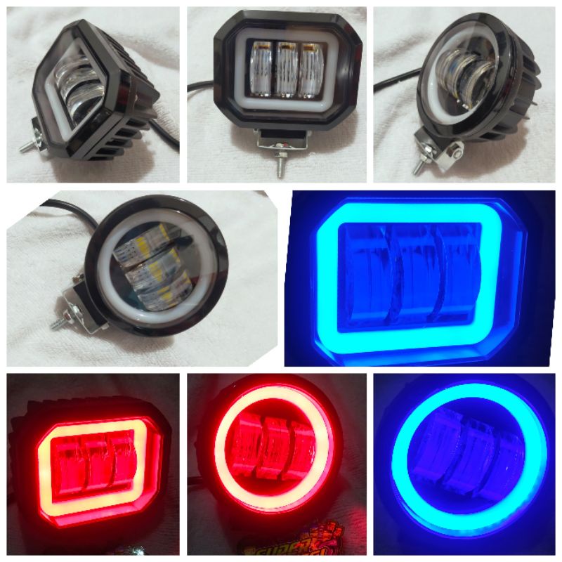 LAMPU TEMBAK 3 LED 3 LENSA LAMPU SOROT  BULAT KOTAK 3 MATA LAMPU SOROT 3 LEN LAMPU TEMBAK MOBIL 3 LE