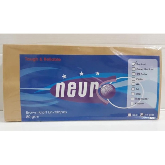 

Amplop Coklat Kabinet NEURO "NO SEAL" (1 Pack Isi 100 Lembar)