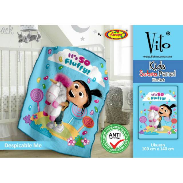 Selimut Anak Karakter Despicable Me Merk Vito By Rosanna Ukuran 100x140 Selimut Anak Murah Merk Vito