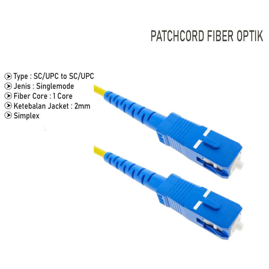 Kabel Patchcord FO Fiber Optic SC-SC UPC FTTH Single mode 1.5m/3m/5m/10m/15m/20m/30m