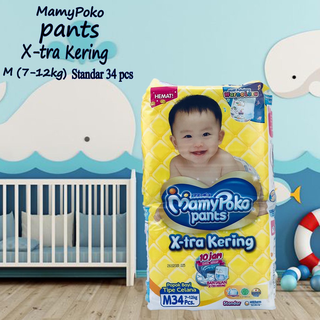 Popok * MamyPoko Pants * X-tra Kering * Ukuran M * 34pcs