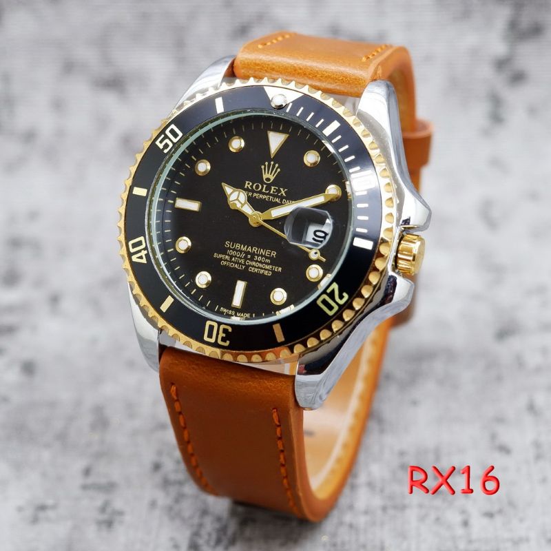 COD✅JAM TANGAN PRIA ROLEX TANGGAL SUBMARINE TALI KULIT