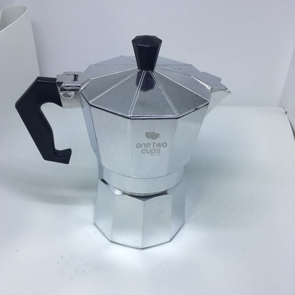 MPro 50 / 100 / 200 / 300 /450 ml Espresso Moka Pot Teko Stovetop Filter Coffee Maker (5 Ukuran)  Silver / Black OneTwoCups