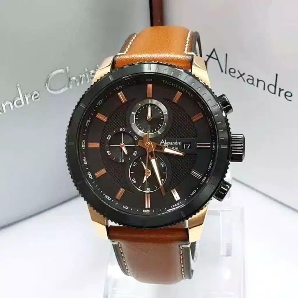 Alexandre Christie 100% Original ac6501 tali kulit coklat