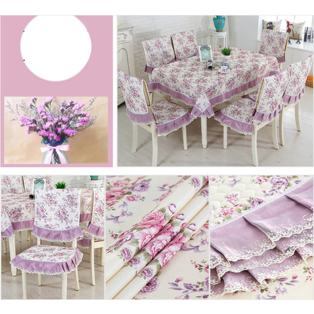 Shabby Lace Tablecloth Chair Set 6 / Taplak Meja Sarung Kursi Bermotif