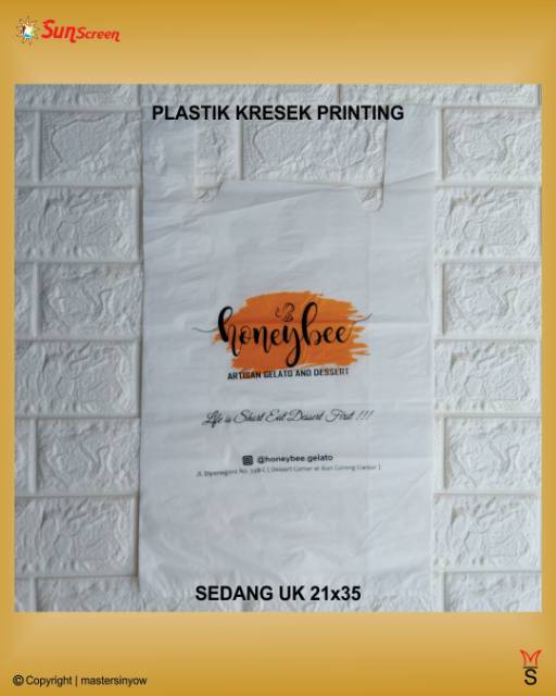 Kantong Sablon Plastik Packing Olshop Kresek Ukuran Sedang Tanggung Free Design