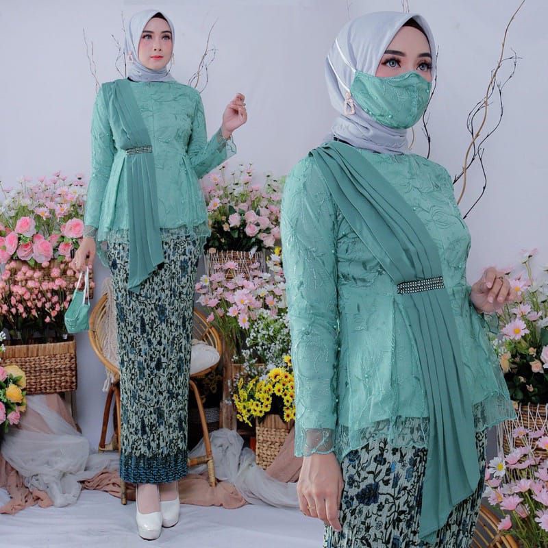 Set Kebaya Tille Aurora / Stelan Kebaya Slendang / Kebaya modern wisuda / Kebaya Pesta / Kebaya + Rok