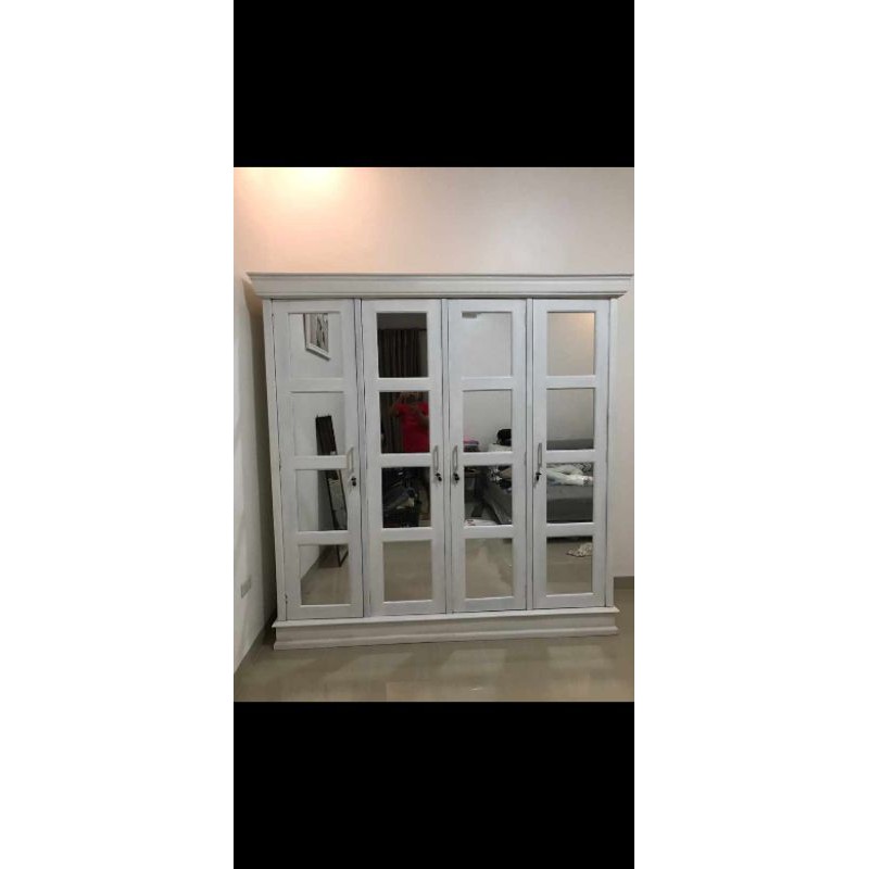 lemari minimalis cat putih duco - lemari 4pintu - lemari kaca