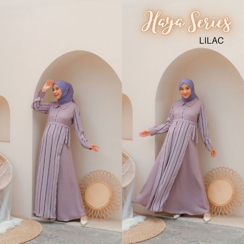 Baju Gamis Haya Dress Salur Bukan Baju Hamil