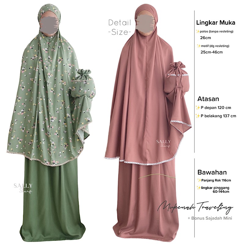 Mukena Traveling Jumbo Bonus Sajadah Mini