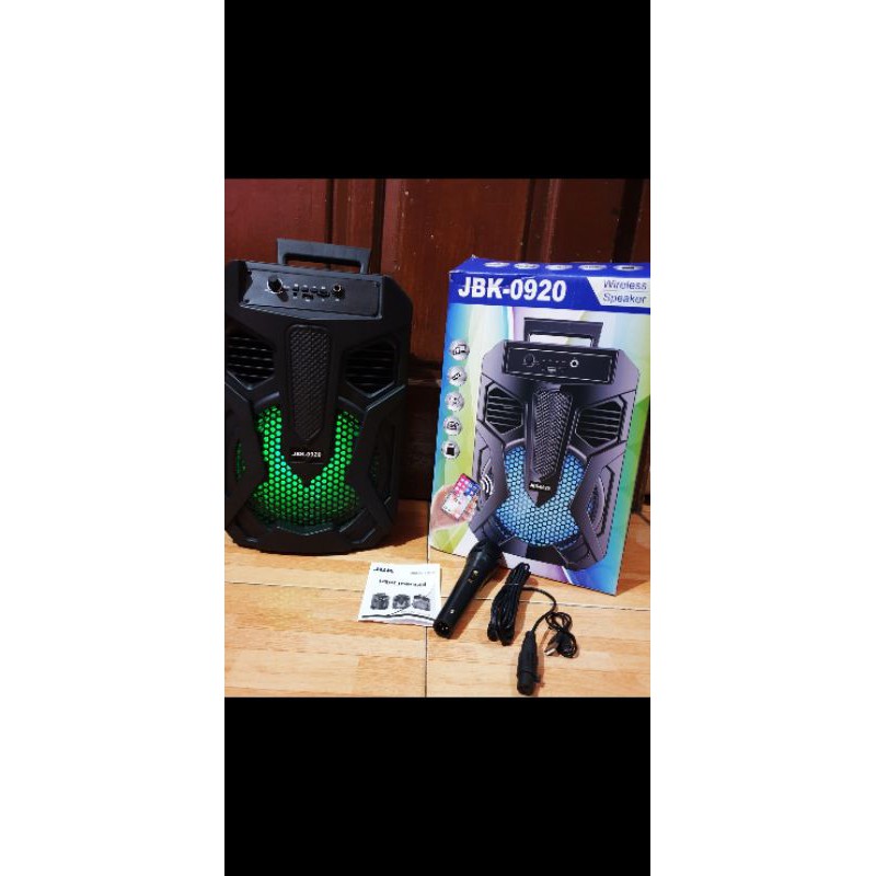 speaker portable JBK 8"inch 0920 besar + mic karaoke suara besar dan jernih