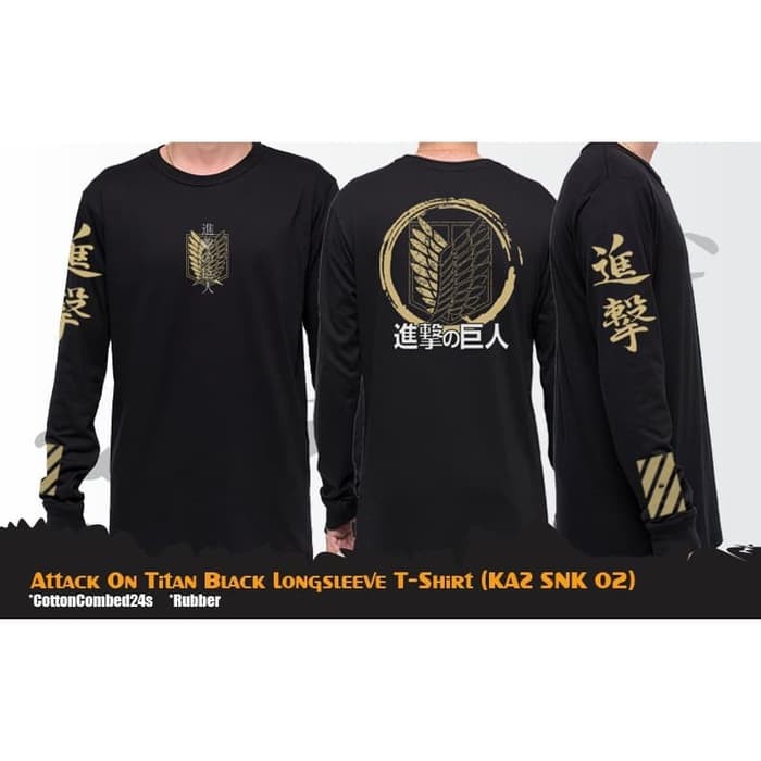 Kaos Anime Attack on Titan Lengan Panjang Hitam - KAZ SNK 02