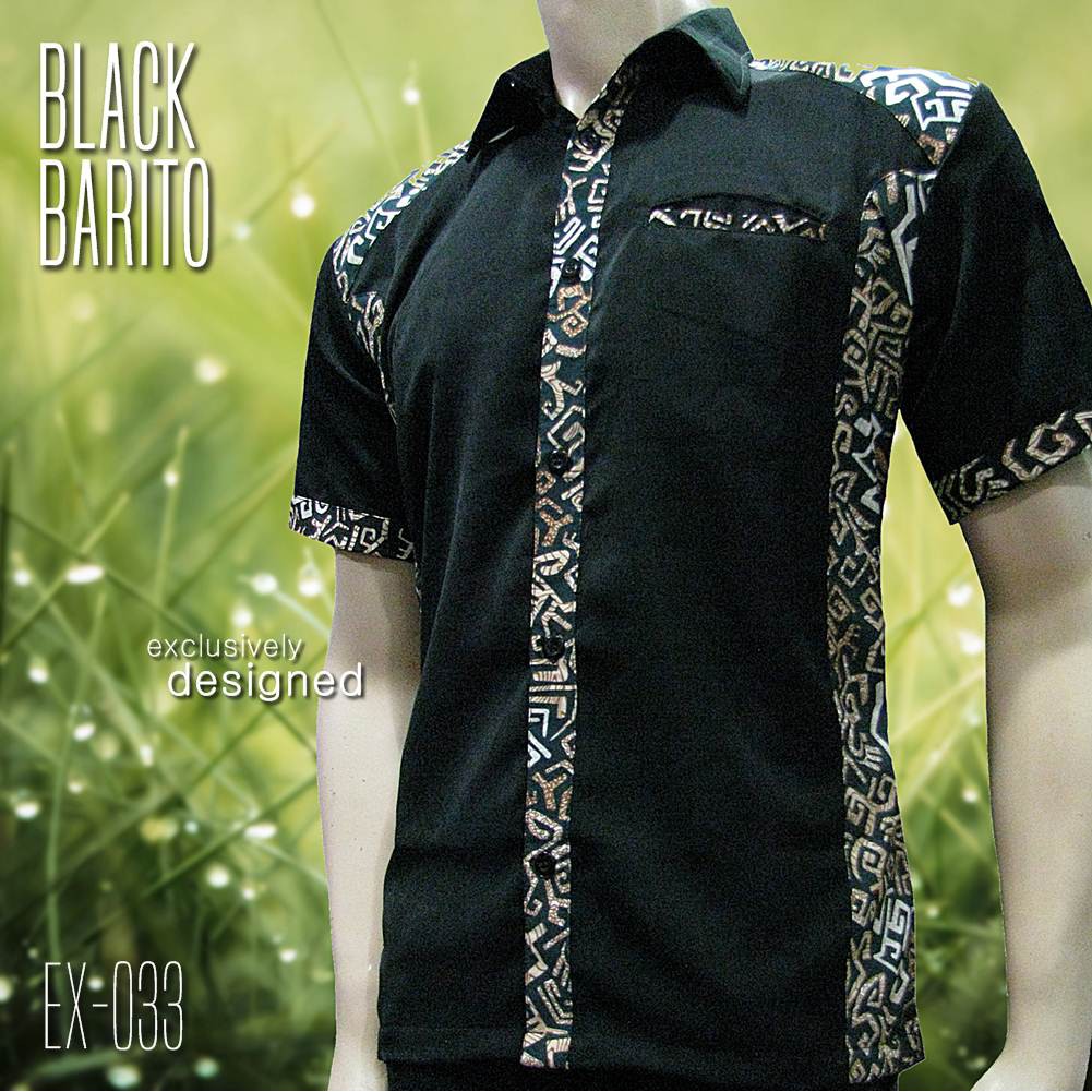 BATIK PRIA Seragam Batik Kombinasi BLACK PARANG EX 002A