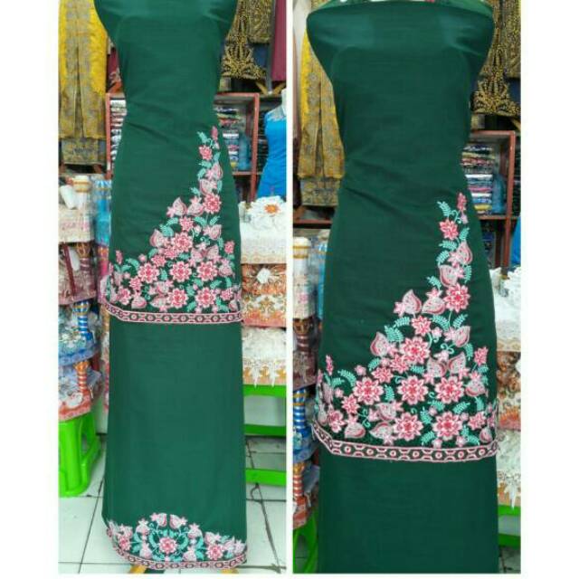 Kain Bakal Baju Kurung Bordiran Kerancang Mawar Bukittinggi