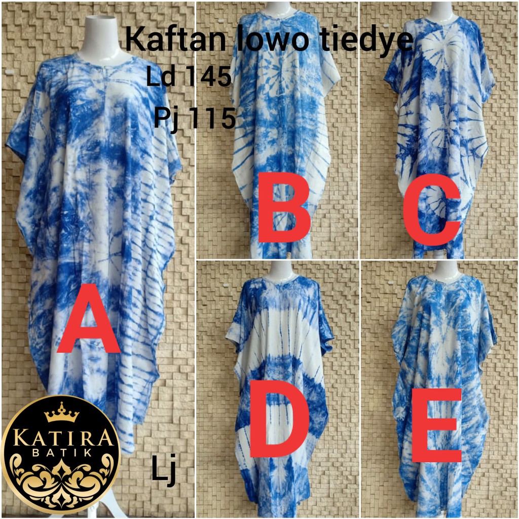 KAFTAN TIE DYE BIRU LOWO KELELAWAR RAYON JUMBO XXXXXL LD 145 DASTER BUSUI DASTER WANITA SUPER ADEM