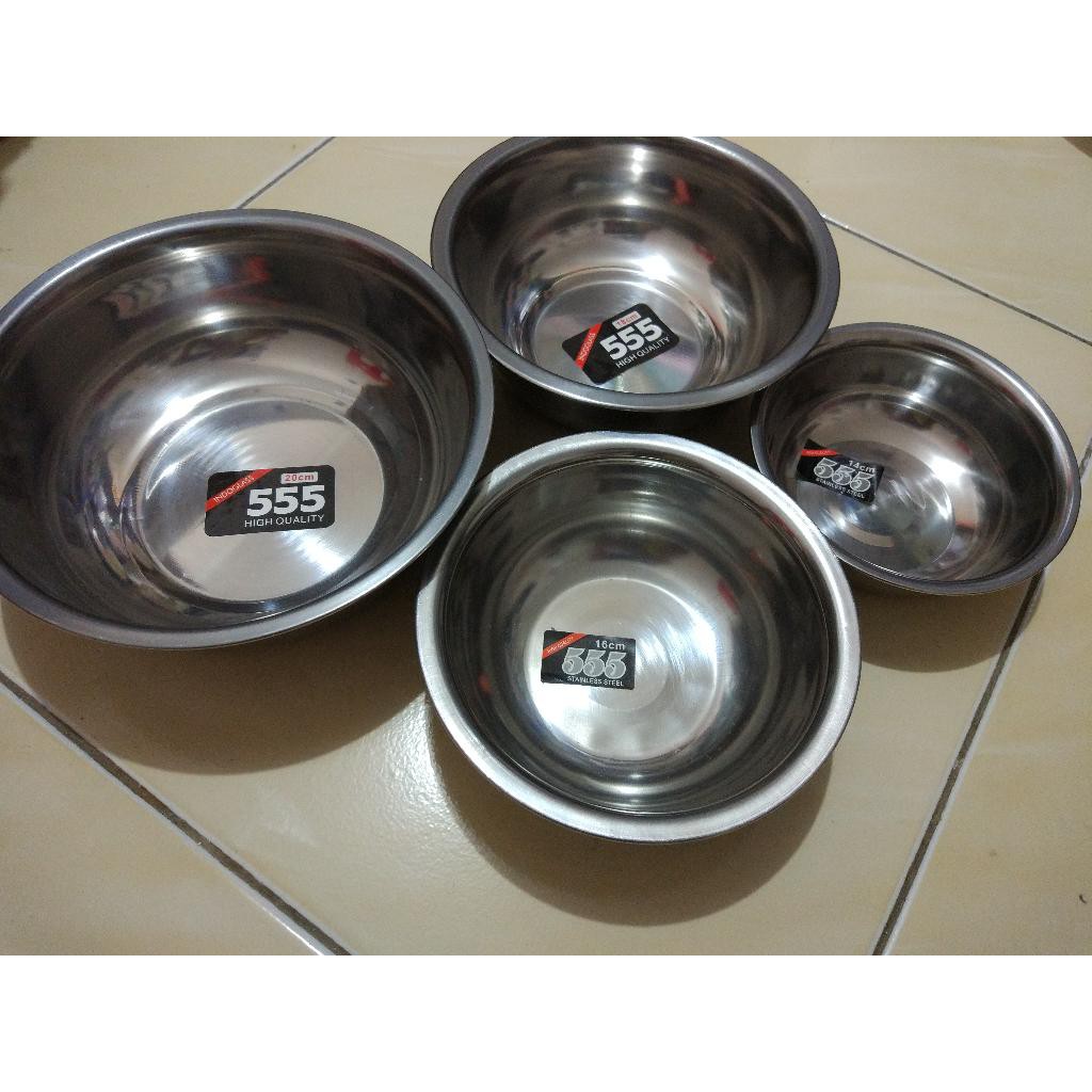 Baskom / Mangkok Stainless 20 CM / Mangkuk / Sayur / Sup / Sop / Soup