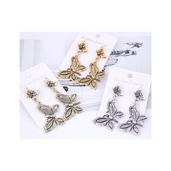 LRC Anting Tusuk Fashion Metal Bow Earrings A59145