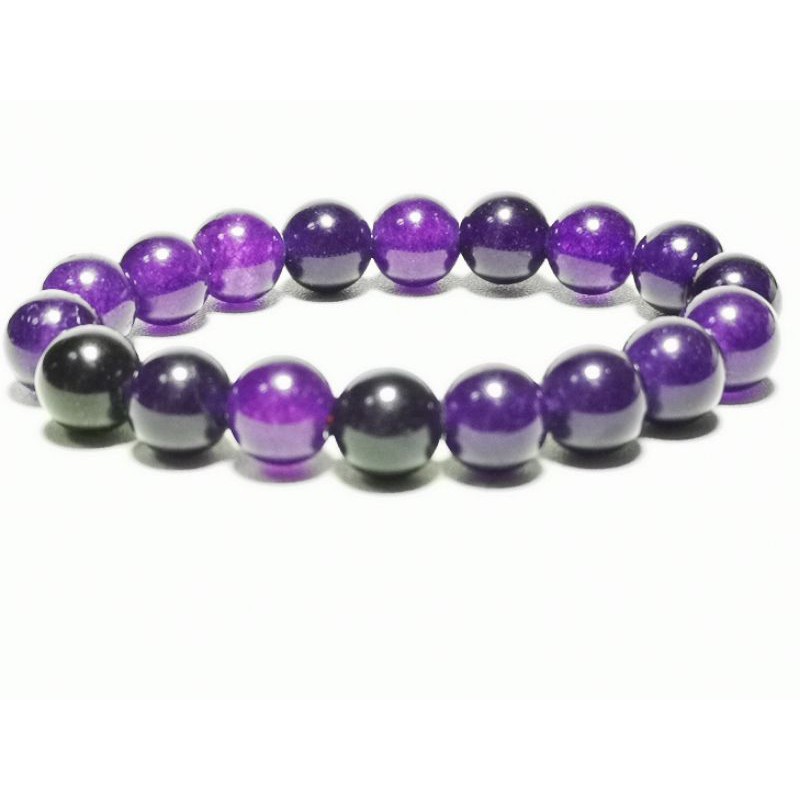 GELANG BATU KECUBUNG AMETHYST BERSERAT TEMBUS  6-12MM