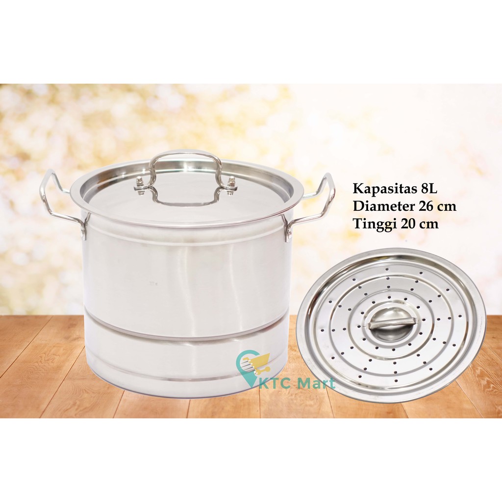 KTCmart - TAJIMAWA Panci Kukusan 26 cm Stainless TEBAL/ Dandang Masak/ Panci Masak Sup