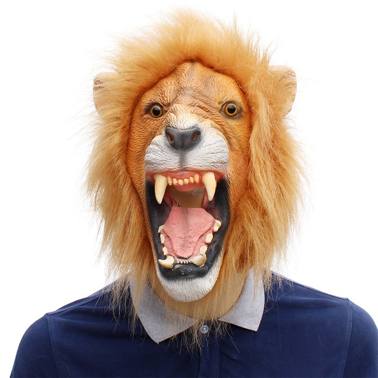 TOL-23 topeng latex karet lion singa animal head mainan prank halloween