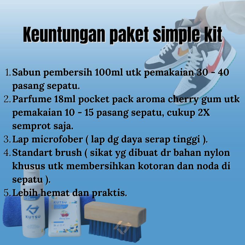 Shoe cleaner cairan sabun pembersih sepatu sneaker parfum pengharum anti bakteri paket SIMPLE KIT by kutsu.