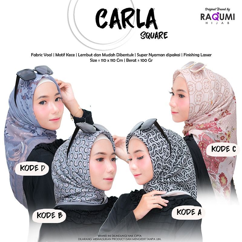 Carla Square Segi Empat Ori Raqumi Hijab