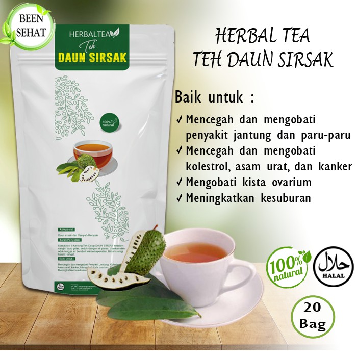 

Teh Daun Sirsak Teh Celup Herbal - Obat Herbal Alami untuk Jantung, Asam Urat, Kolesterol, Kanker