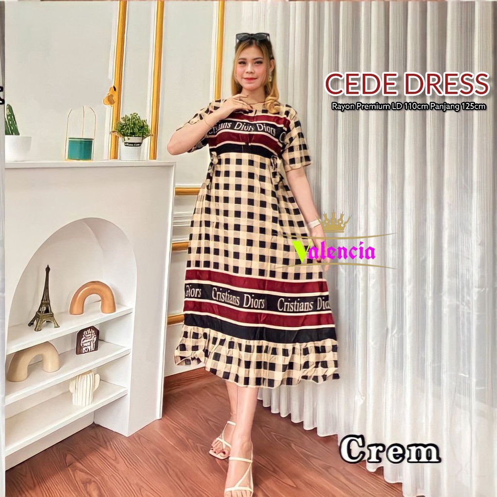 Cede Dress Wanita Rayon Armor Premium Dress Dante Lengan Pendek Baju Wanita Fashion Kekinian LD  110 cm