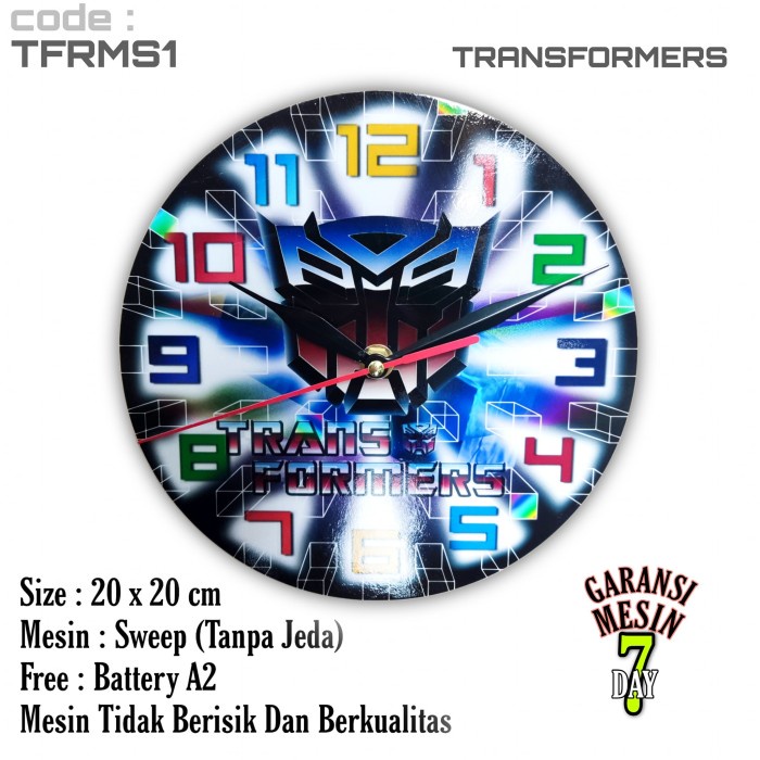 Jam Dinding Robot Transformers Autobot SWEPP MESIN HALUS TIDAK BERISIK