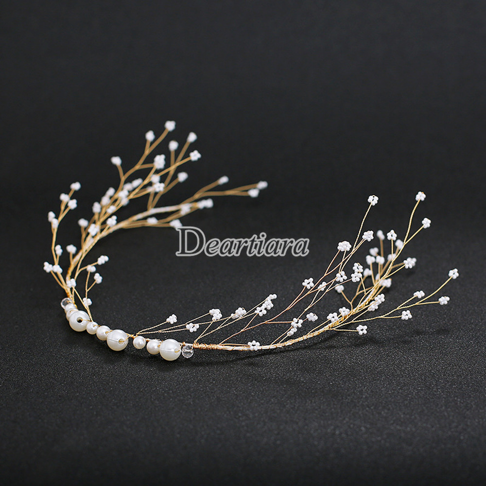 Bride Wedding Flower Headdress Handmade Sweet Beaded Headband Simple Pearl Headband Wedding Dress Accessories Hair Accessories