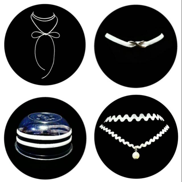 Paket White Series Velvet Choker dapat 4 kalung