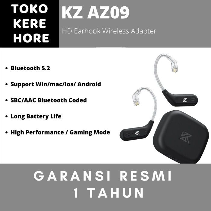 Knowledge Zenith Adapter Bluetooth Earhook KZ AZ09 HD Wireless - Note : Earhook Only - Garansi Resmi 1 Tahun