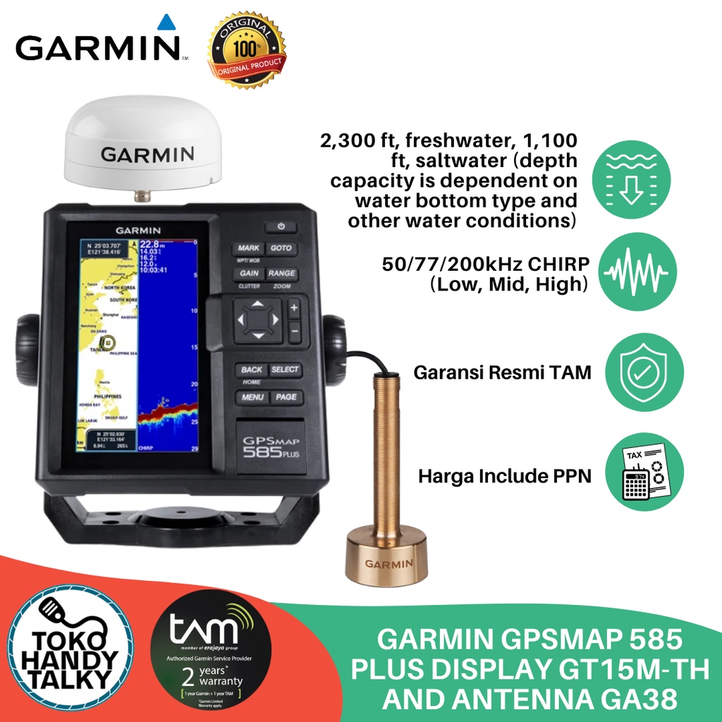 Garmin GPSMAP 585Plus Display GT15M-TH With Antenna GA38 NEW ORIGINAL GARANSI RESMI TAM