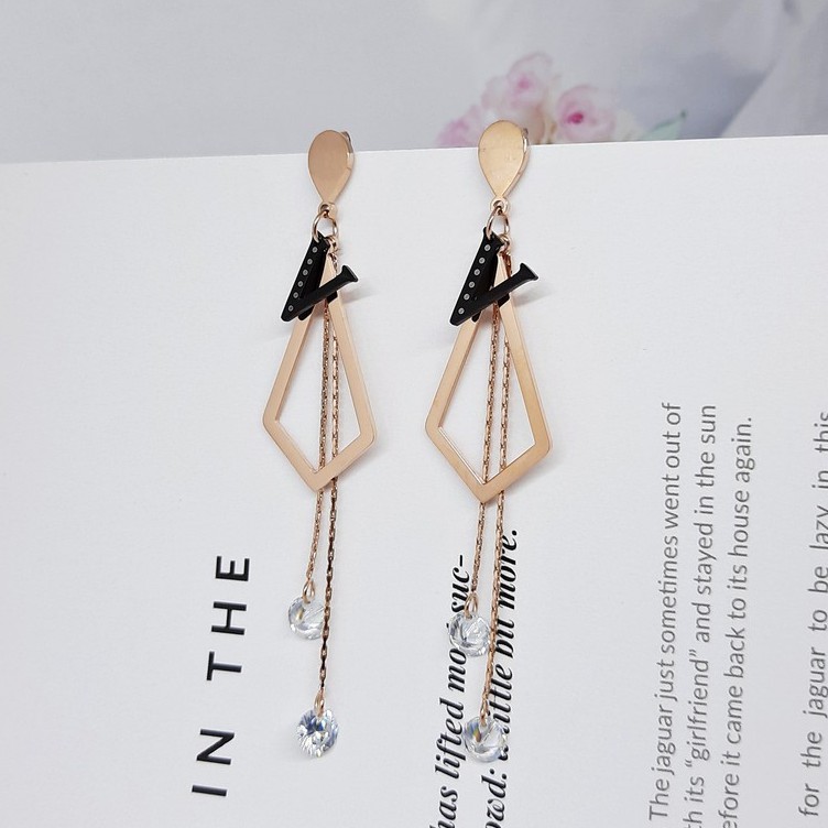 Anting Fashion Titanium Jurai Panjang Import Kdrama Kpop Korea - BE338