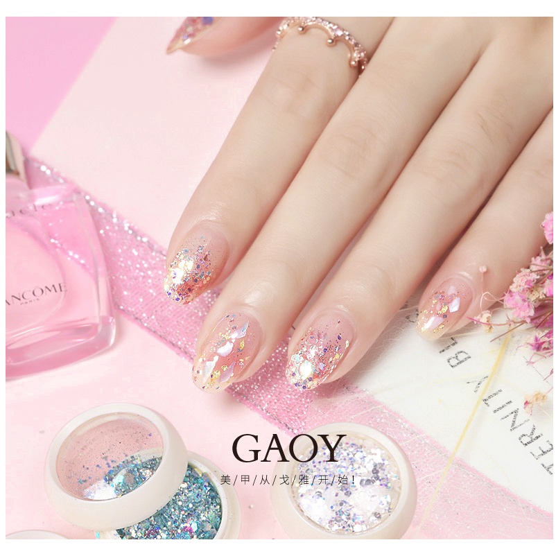 Stiker Kuku Glitter Hexagonal Flakes Ombre Nails Hiasan Hexagon Nail Art Sticker KU027