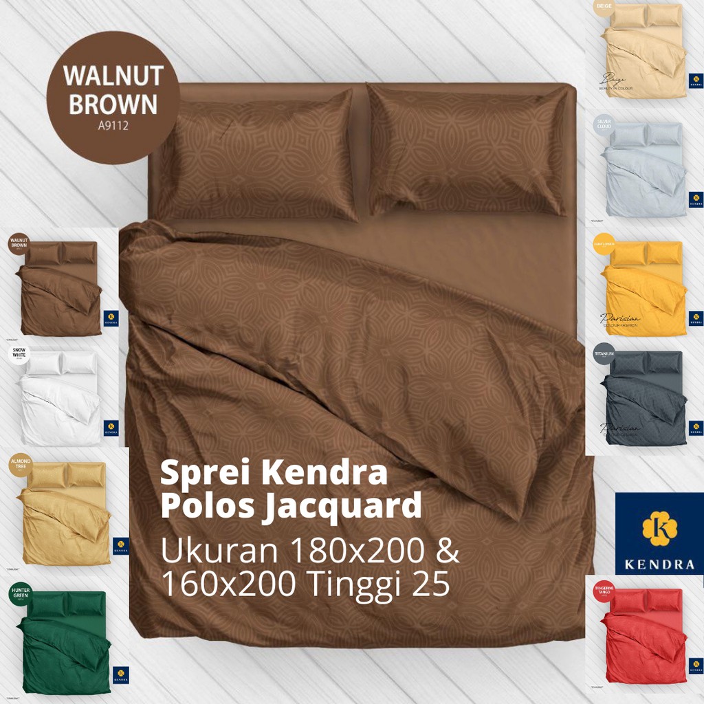 Sprei Kendra Polos Jacquard Emboss Ukuran 180x200 & 160x200 Tinggi 25cm