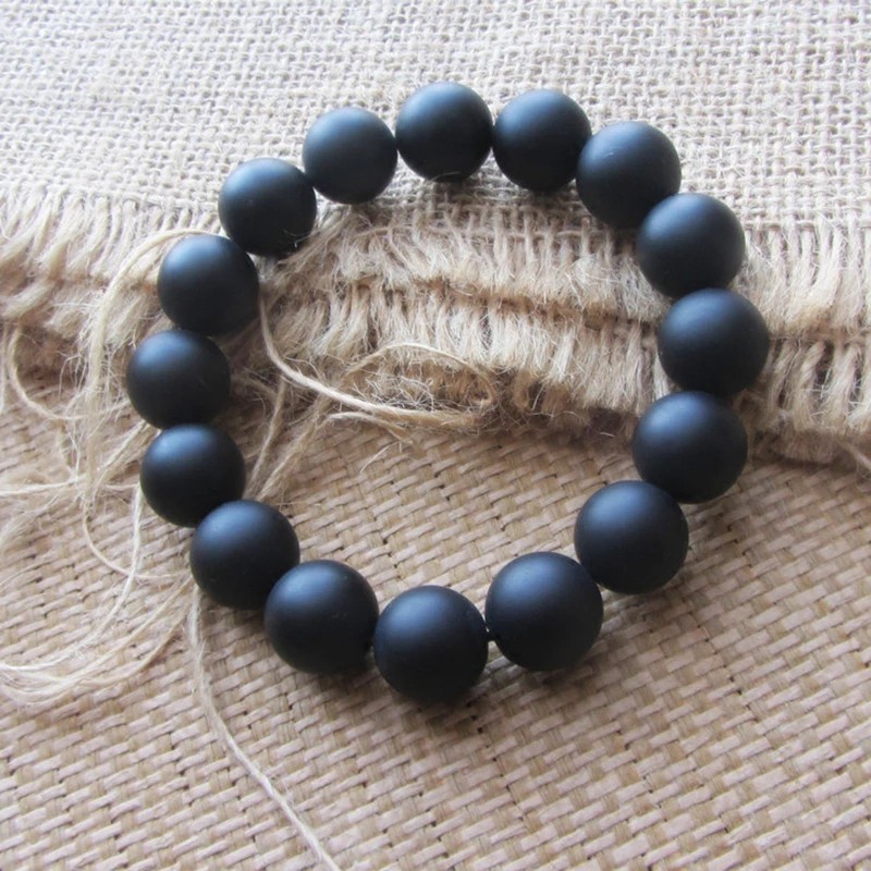 7.7 BIG SALE Stretch Bracelet Bangle Elastic Quartz Gem Natural Stone Round Black Matte Beads