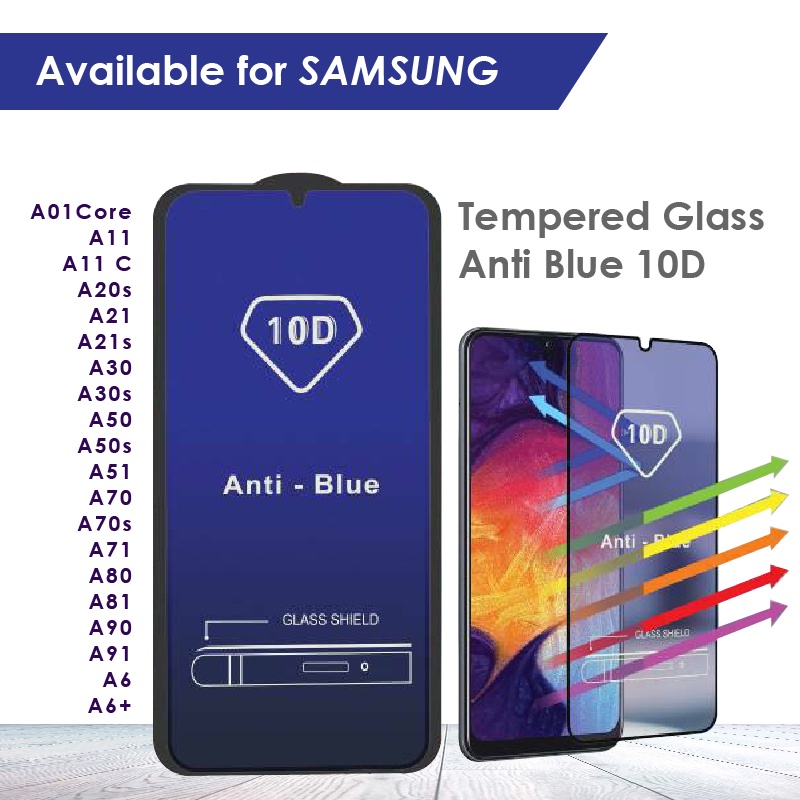 Tempered Glass 10D Anti Blue Anti Radiasi SAMSUNG A01/A10/M10/A6PLUS/A7/A8PLUS/A9/A50/A51/A71/A11