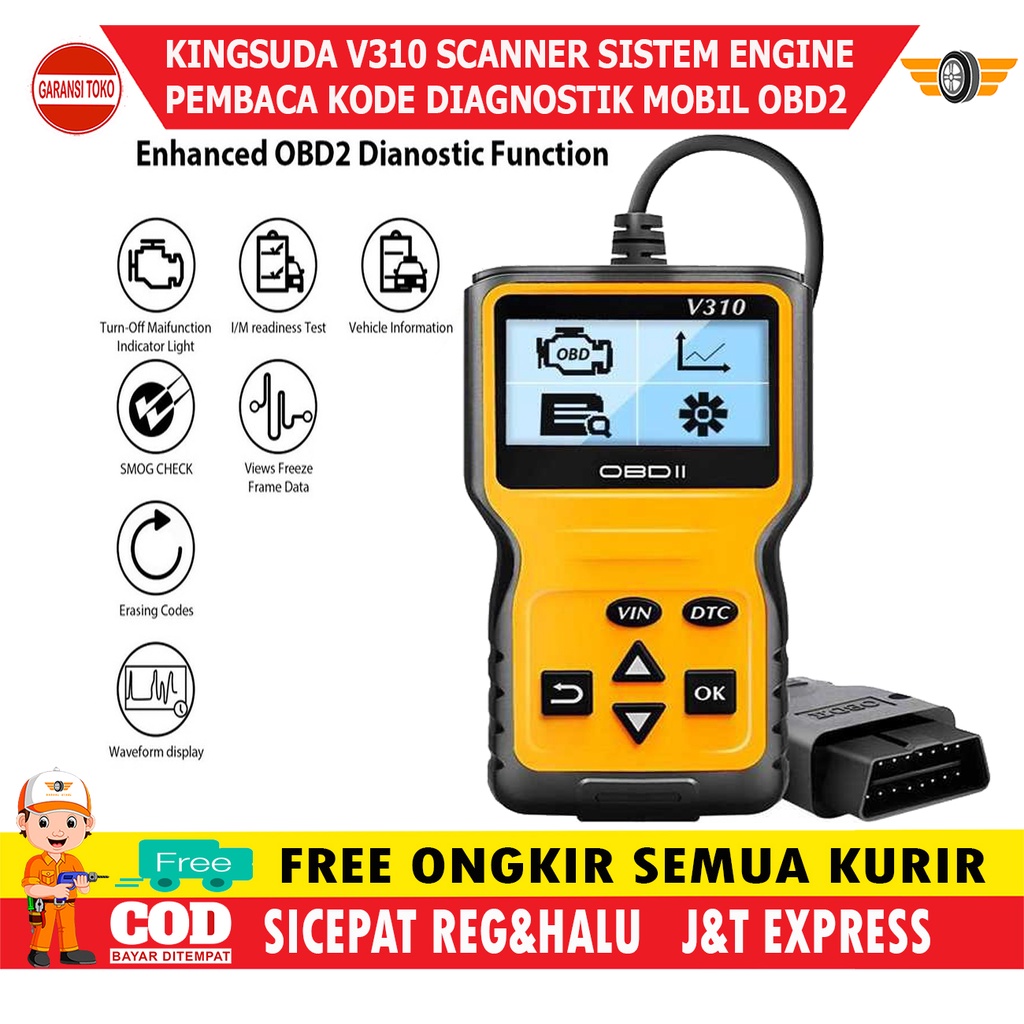 Original Kingsuda Scanner Mobil Scanner Deteksi Engine Sistem Elektronik Tipe Socket OBD2
