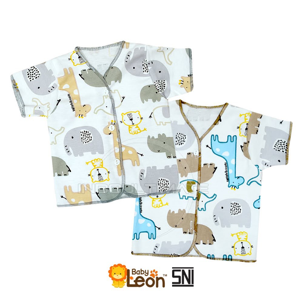 ZOO SERIES BABY LEON DS-111  Baju Lengan Pendek (0-3 Bln)Baju Bayi Baru Lahir Baju Tidur Bayi Baju Harian Bayi Atasan Kaos Bayi Pakaian Bayi