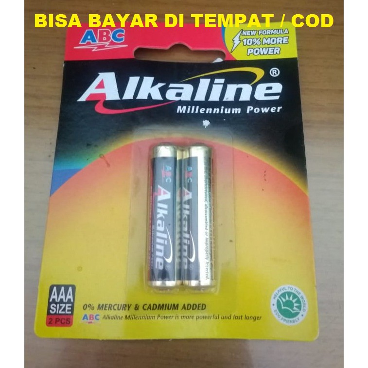 BATU BATERAI ALKALINE AAA 1 PASANG 2 PCS - ABC BATTERY KECIL ALKALIN