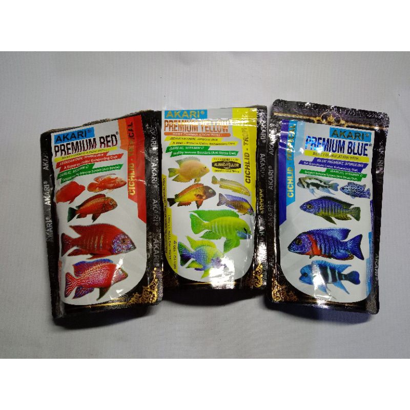 [Repack 10gr] pelet AKARI CICHLID PREMIUM YELLOW/BLUE/RED