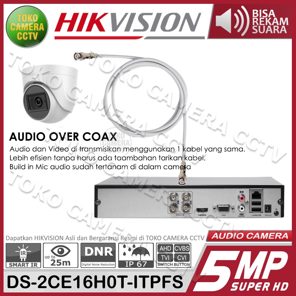 KAMERA CCTV OUTDOOR HIKVISION 5MP MIC AUDIO CAMERA HIKVISION 5MP AUDIO