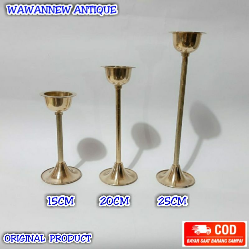 Tempat Lilin Polos Aromaterapi Kuningan Antik Murah 25cm - Candle Holder