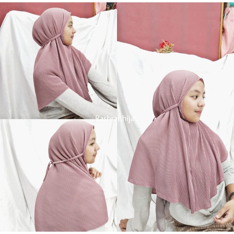 Bergo plisket tali  instant by grosir bukittinggi hijab berkah