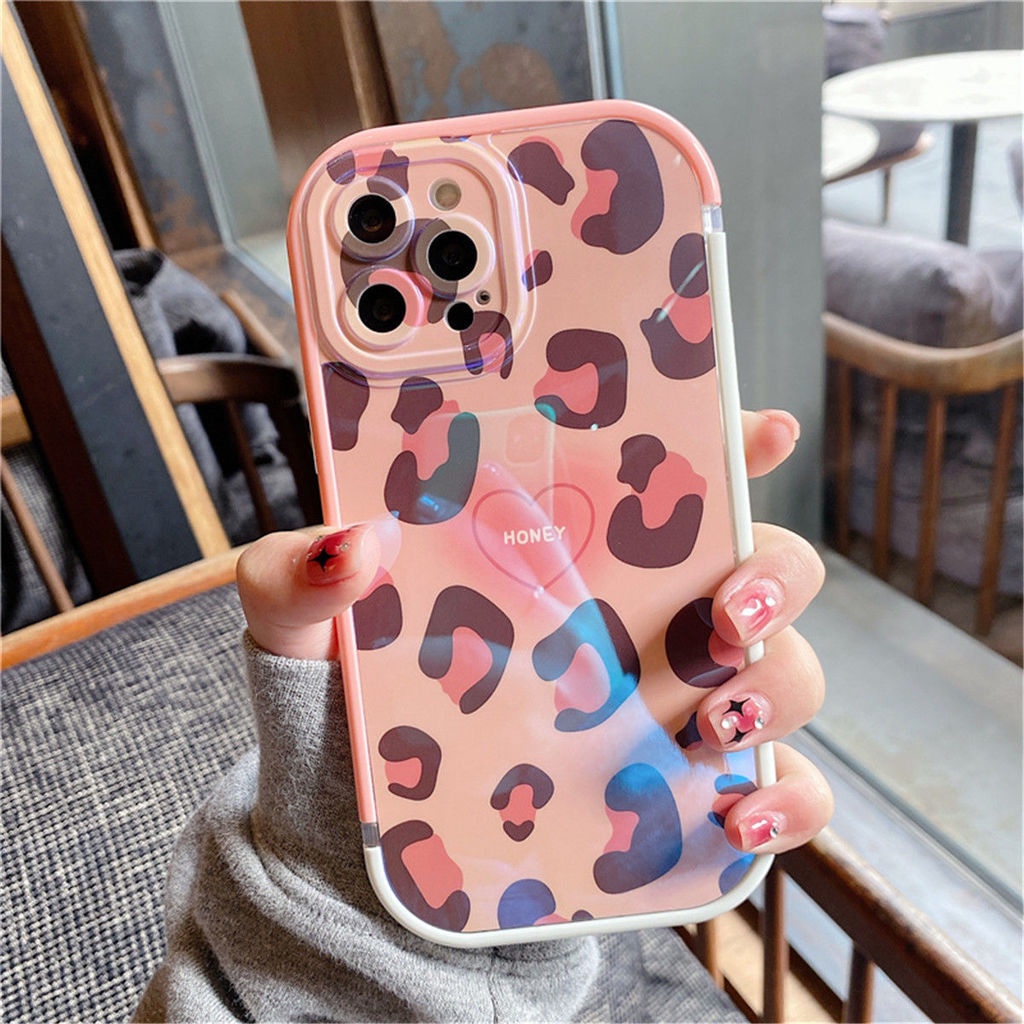 Soft Case Silikon Desain Leopard Untuk IPhone 12 13 11 Pro Max X Xs Max Xr Kxbk