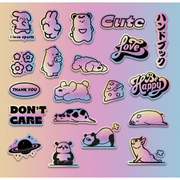 

Hologram Vaporwave Stickers Stiker Deco Laptop Scrapbook Label Bujo - Lovely Animals