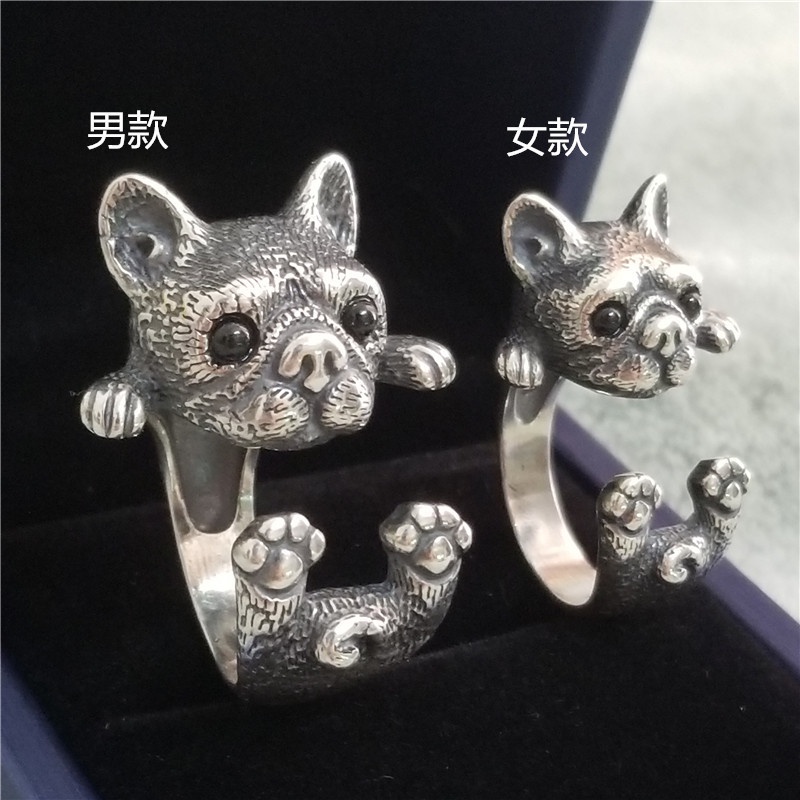 Cincin Pasangan Desain Kucing | Cincin Model Terbuka Desain Telinga Kucing / Anjing Untuk Wanita | Cincin Adjustable Bahan Alloy Gaya Jepang / Korea Untuk Wanita