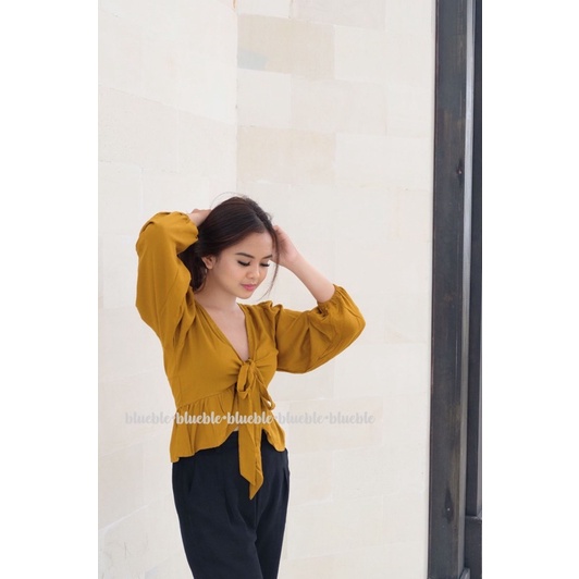 FLORY TOP BLOUSE OUTER • Blueble •-mustard