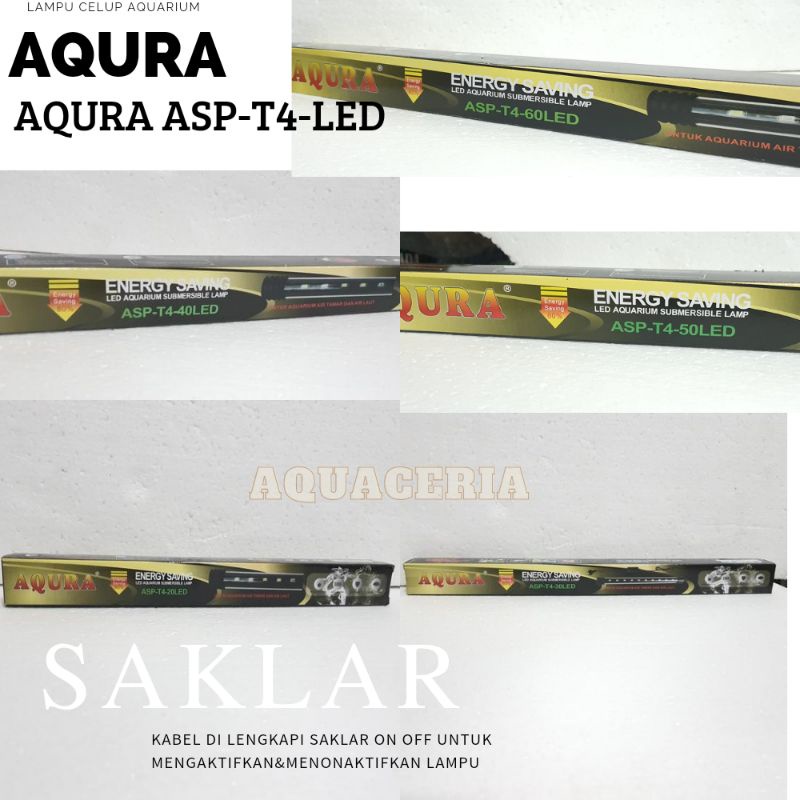 Lampu celup aquarium 20cm AQURA ASP-T4-20LED Lampu celup LED aquarium mini 20cm